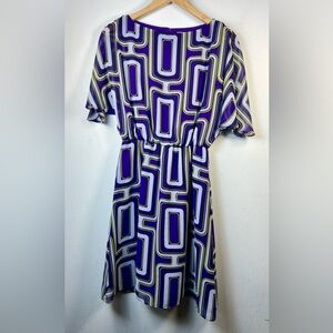 Banana Republic women’s size 2 Purple White Geometric Midi Dress 90’s Y2K